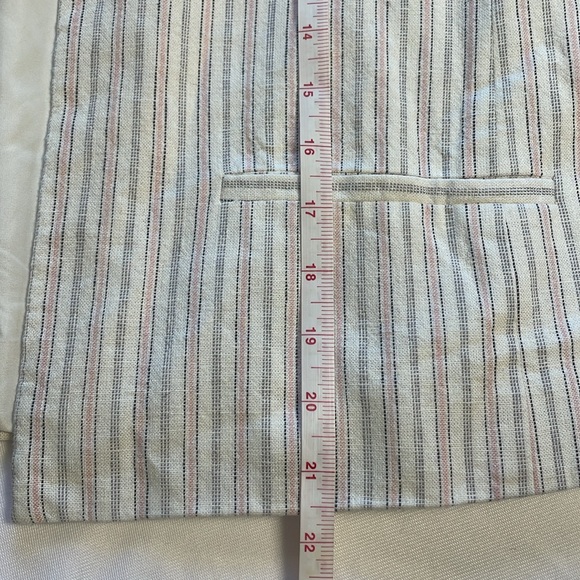 Loft Open‎ Blazer Jacket Linen White with Pink & Gray Stripes Tie 3/4 Sleeves M - Picture 12 of 14